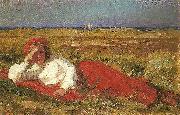 Laurits Tuxen liggende kvinde i klitteene Sweden oil painting artist